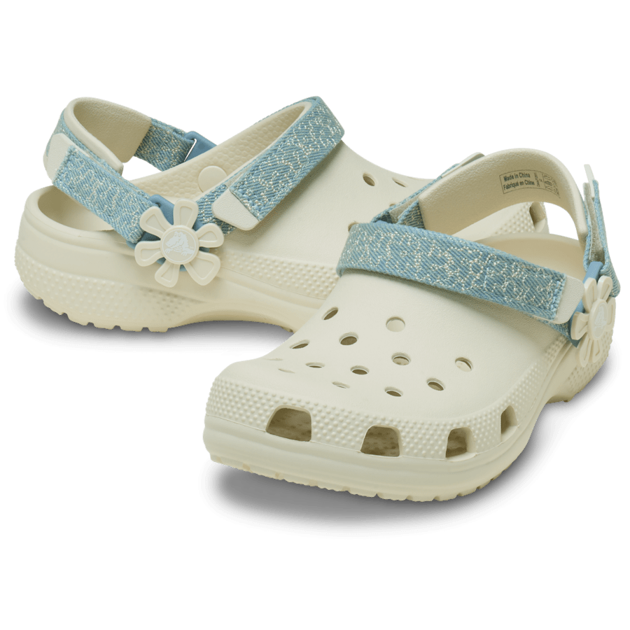 Kids’ Classic Denim Flower Adjustable Backstrap Clog